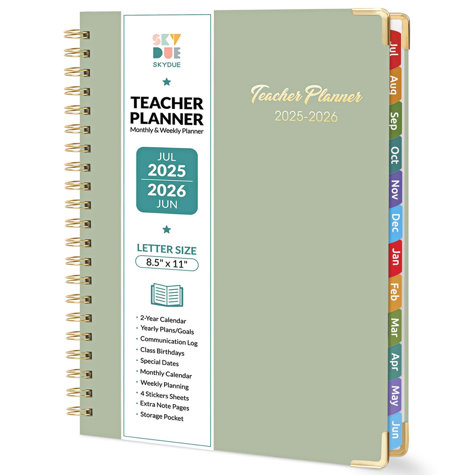 Teacher Planner 2025-2026 Academic Year, 8.5" x 11" Deluxe Teacher Lesson Planner with Monthly Ta... | Amazon (US)
