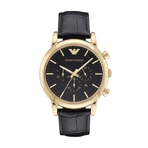 Emporio Armani Men's Chronograph Black Leather Watch (Model: AR1917) | Amazon (US)