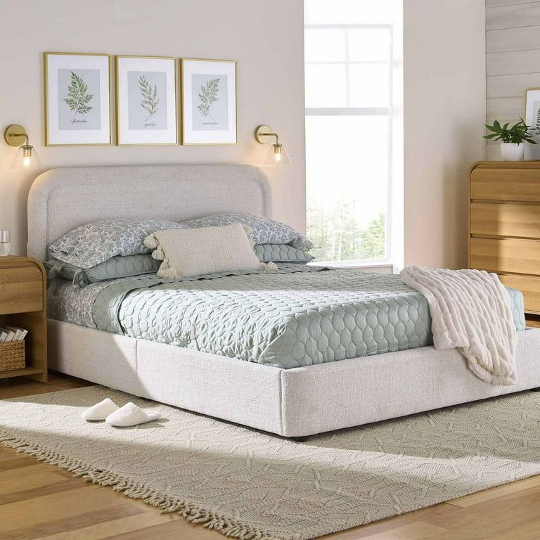 Better Homes and Gardens Juliet Upholstered Queen Platform Bed, Ivory | Walmart (US)