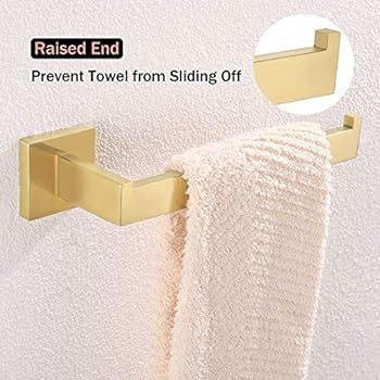 Bathroom Towel Holder Brushed Gold, Angle Simple SUS304 Stainless Steel Hand Towel Rack, Face Towel  | Amazon (US)
