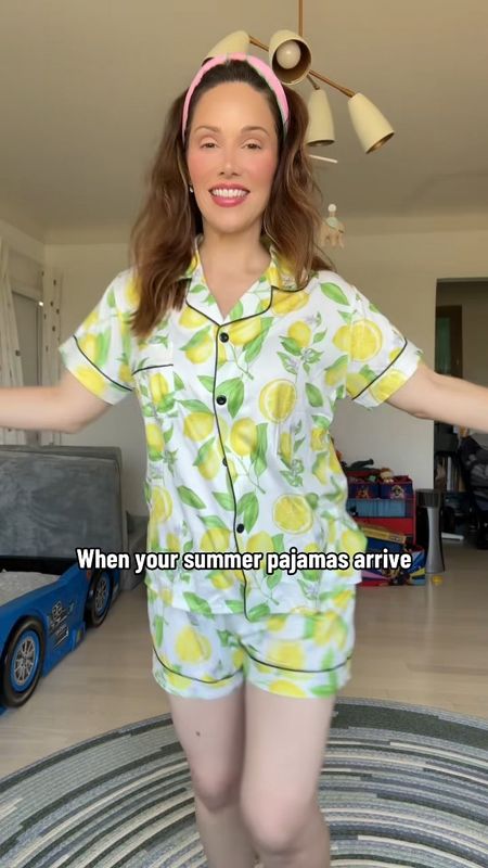 Cutest lemon print summer pajama print short set 

#LTKStyleTip #LTKVideo #LTKFindsUnder50