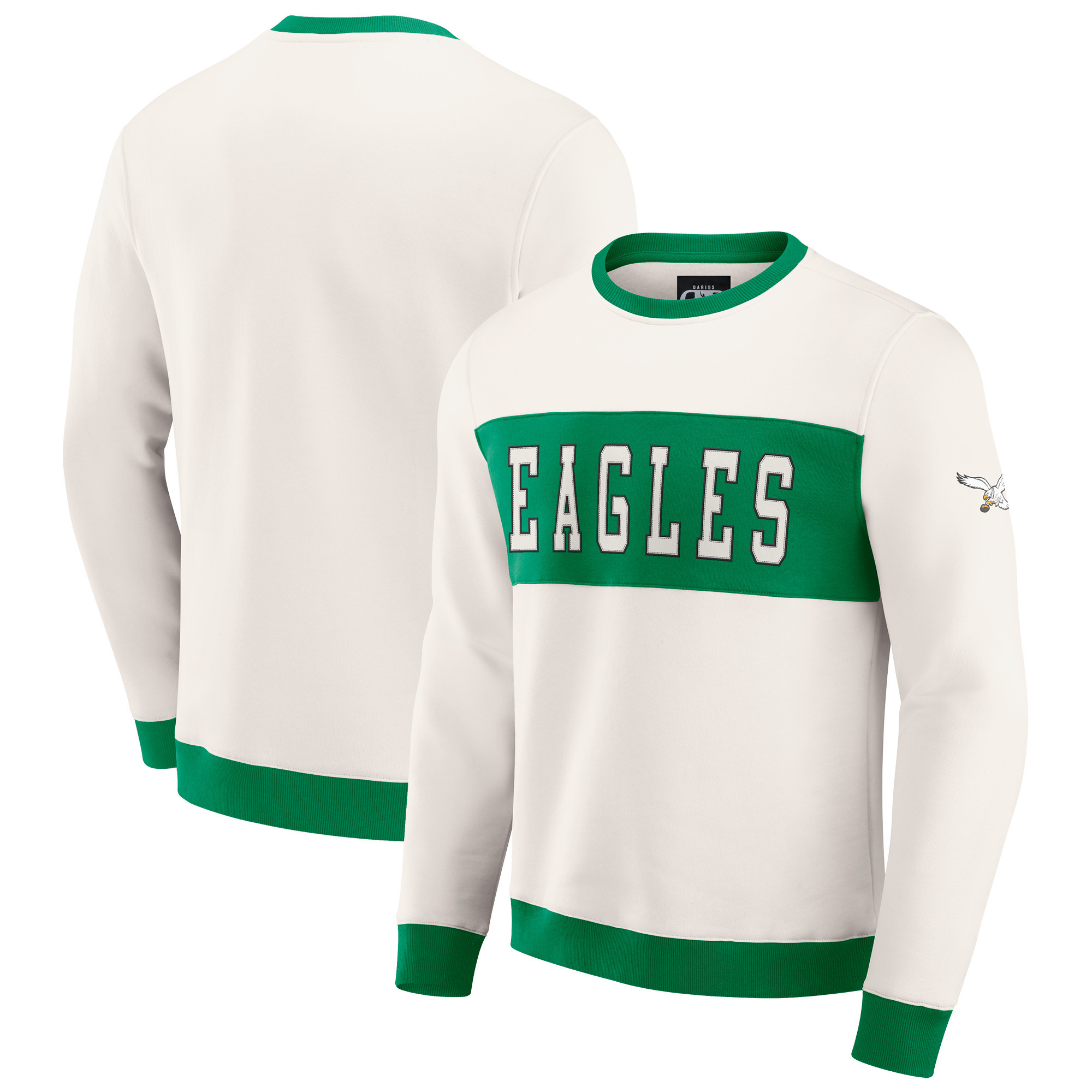 Men's Darius Rucker Collection by Fanatics Cream Philadelphia Eagles Colorblock Pullover Sweatshirt | Fanatics