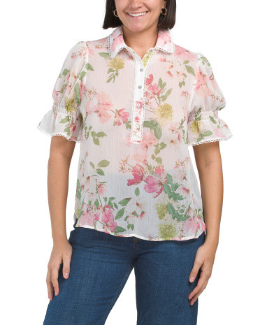 Short Sleeve Printed Blouse | TJ Maxx