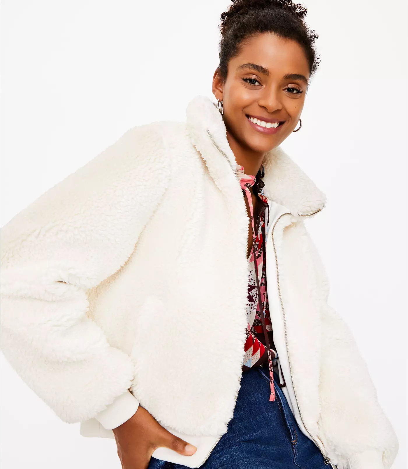 Sherpa Bomber Jacket | LOFT
