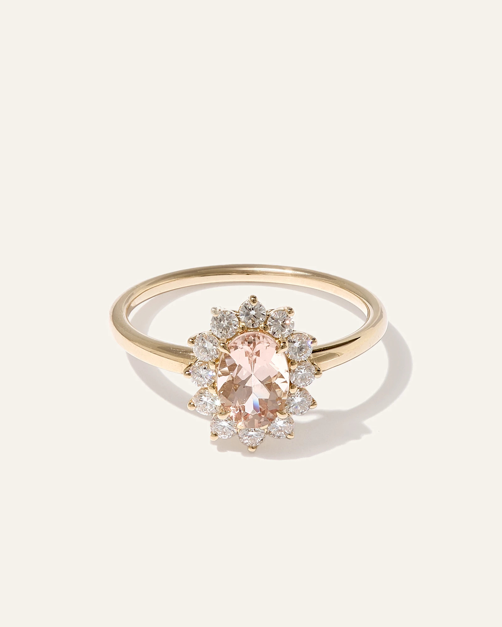 14K Gold Lab Grown Diamond and Morganite Halo Ring | Quince