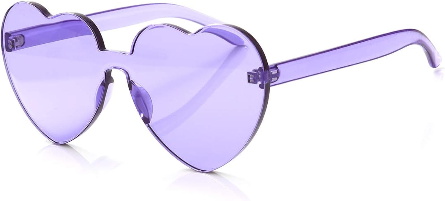 OLINOWL Yoela Heart Oversized Rimless Sunglasses One Piece Heart Shape Eyewear Colored Sunglasses... | Amazon (US)