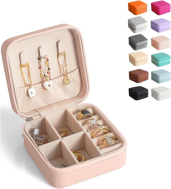 Exquisite Travel Jewelry Case, Portable Mini Jewelry Travel Organizer, Small Jewelry Box for Wome... | Amazon (US)