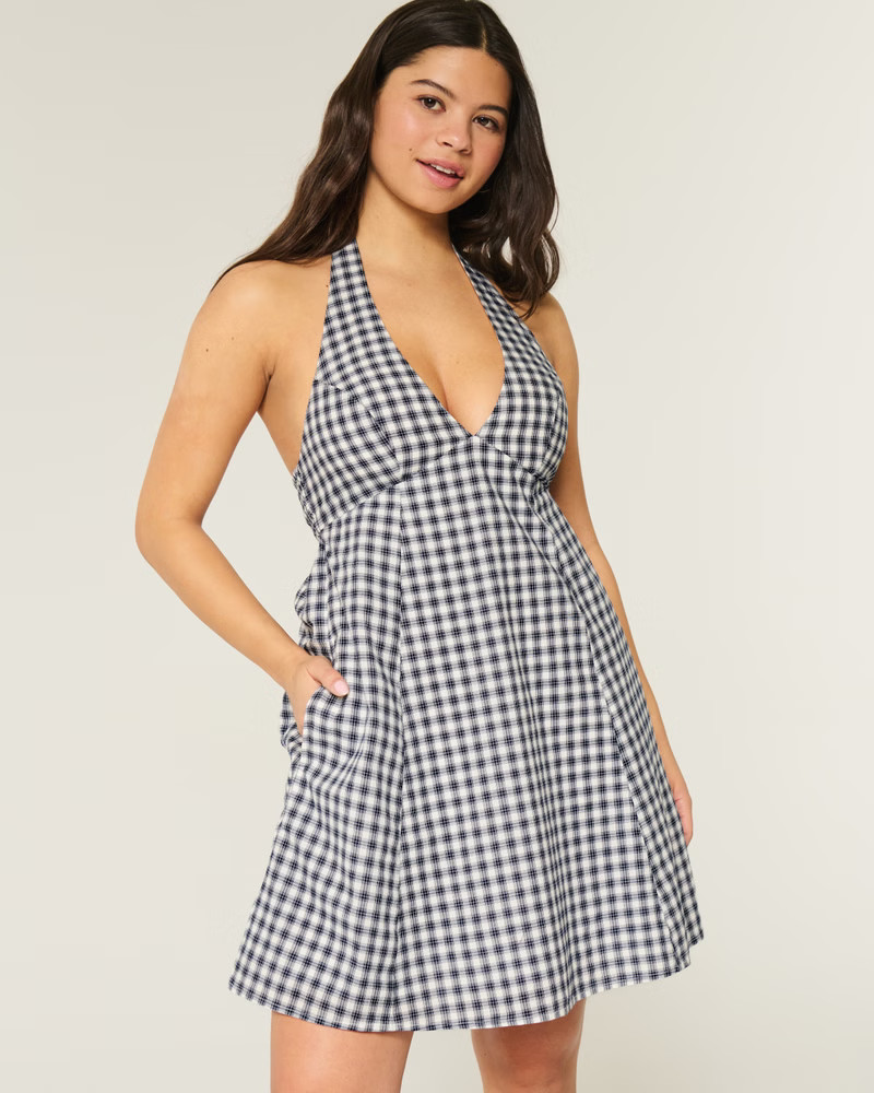 Open Back Halter Mini Dress | Hollister (US)