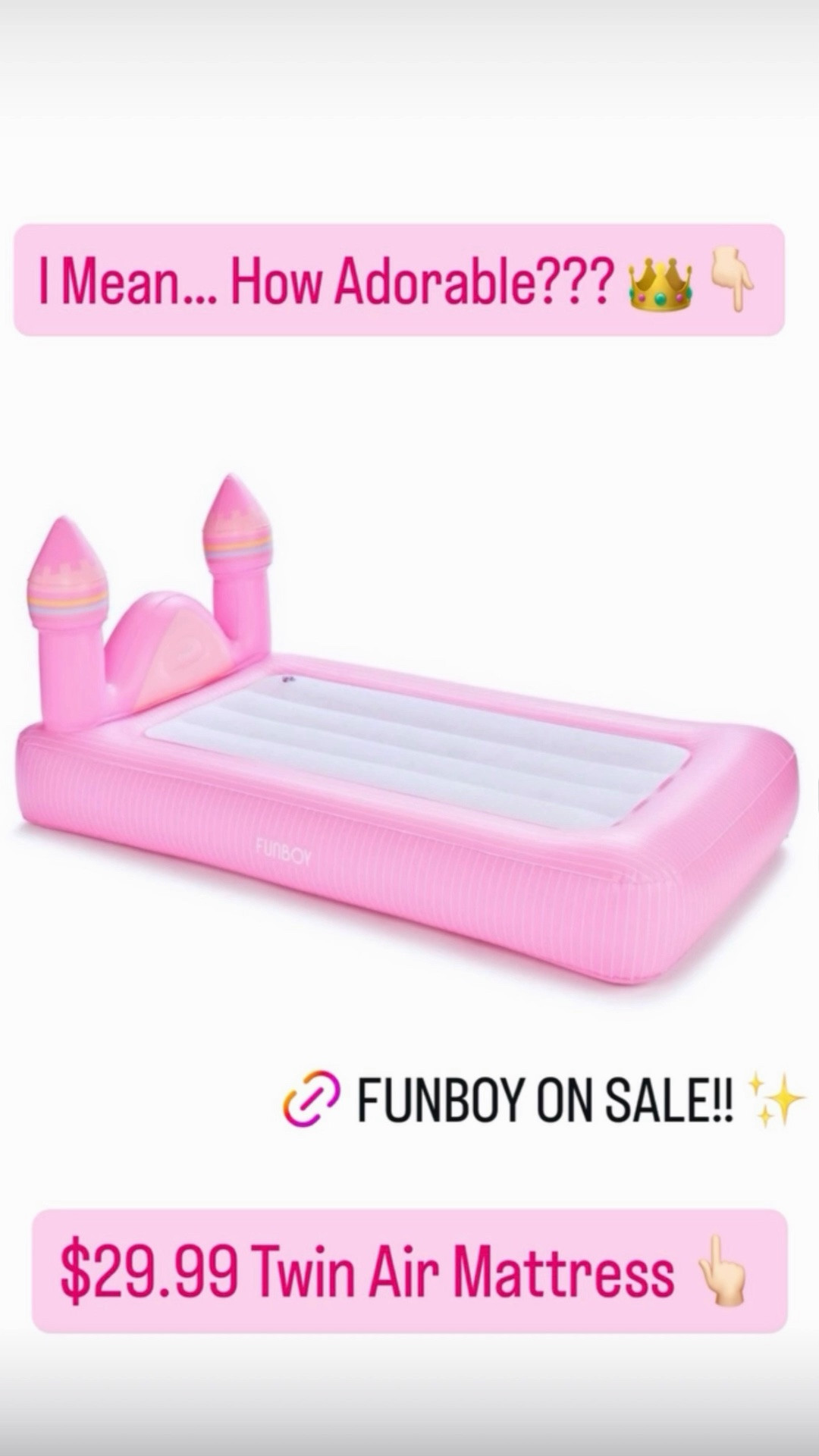 Comment ⭐️FUN⭐️ for the Link to Shop!

Our Favorite @FUNBOY Inflatable Twin Beds are Currently on SALE at @Target !!! $29.99 for a Limited Time Only!! ✨

Perfect for Travel, Movie Nights & Last Minute Sleepovers! @FUNBOY Adds the Extra Magic to Ordinary Moments! #Ad #Funboy #FunboyPartner

#LTKHome #LTKSaleAlert #LTKKids