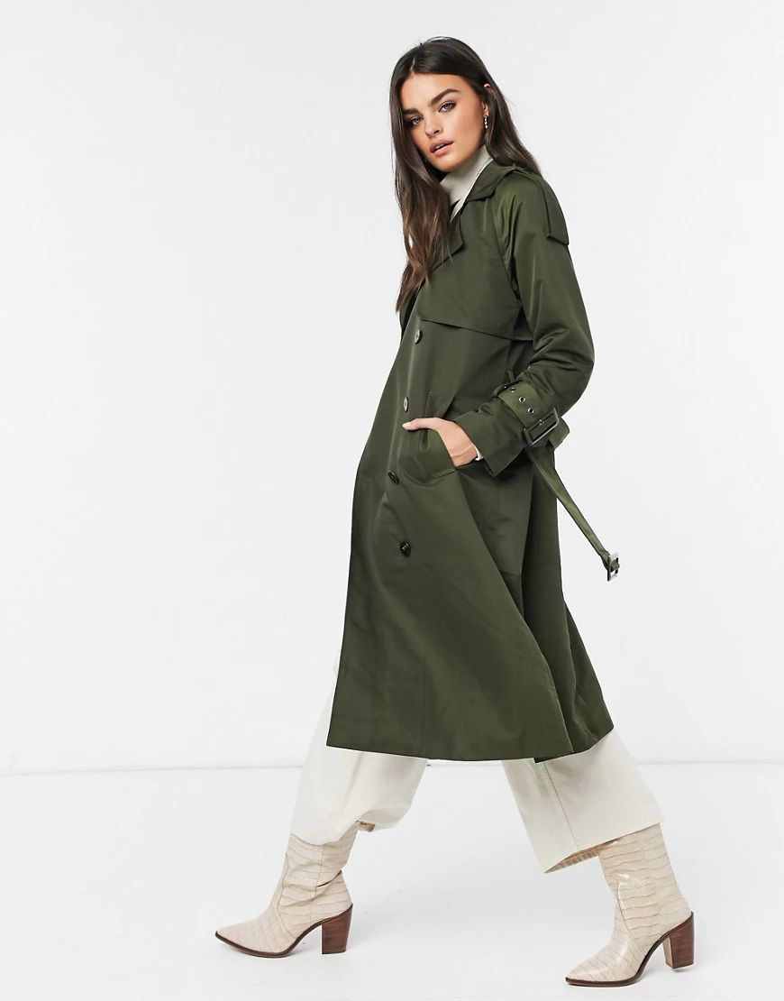 Object trench coat in khaki-Green | ASOS (Global)