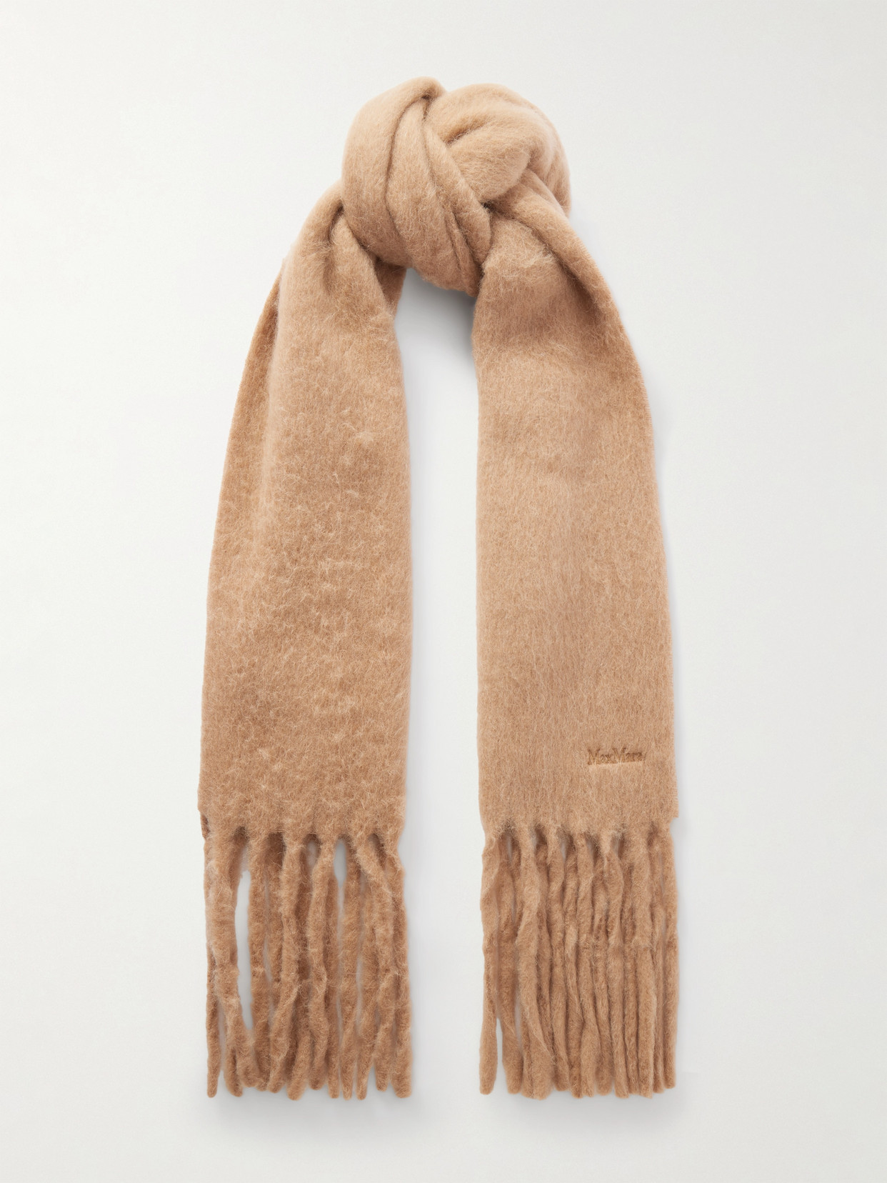 Max Mara - Fringed Alpaca-blend Scarf - Brown | NET-A-PORTER (US)