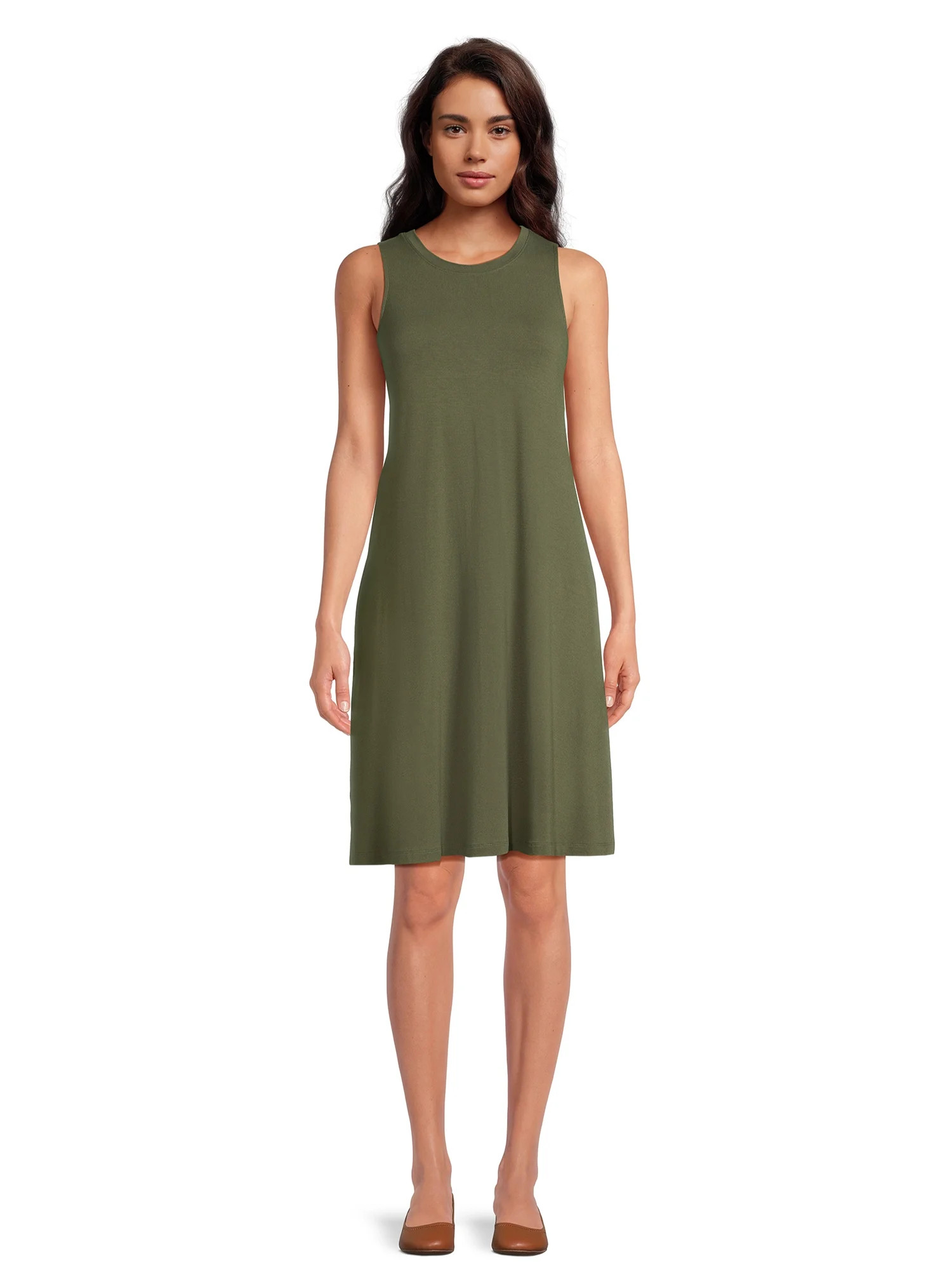 Time and Tru Women's Sleeveless Knit Swing Dress, Sizes XS-XXXL | Walmart (US)