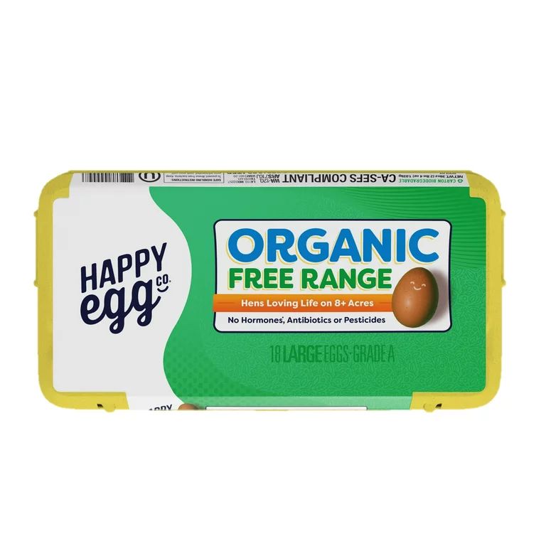 Happy Egg Co Organic Free Range Grade "A" Brown Eggs, Large, 18 Ct | Walmart (US)