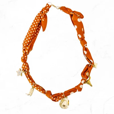 Bandana Charm Necklace | Burnt Orange | Golden Thread LLC