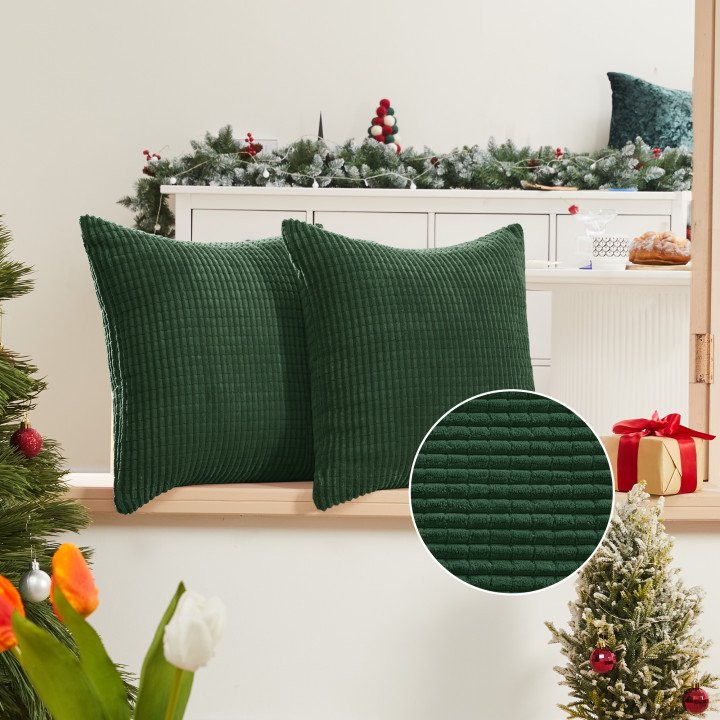 Deconovo Square 22x22 in Cushion Cover Set of 2 Christmas Pillow Covers Corduroy Throw Pillow Cov... | Walmart (US)