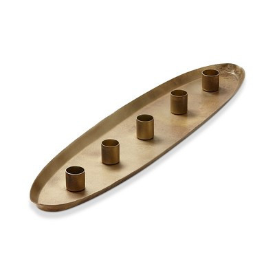 tag Gold Metal Cinco 5 Taper Candle Holder Tray, 20.0L x 5.0W x 1.0H inches | Target