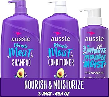 Aussie Miracle Moist Shampoo and Conditioner with 3 Minute Miracle Deep Conditioner, Avocado & Jo... | Amazon (US)
