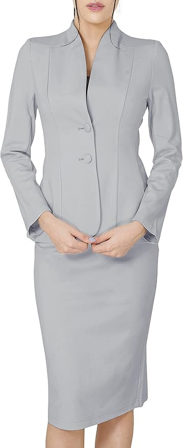 Marycrafts Women's Formal Office Business Work Jacket Skirt Suit Set | Amazon (US)