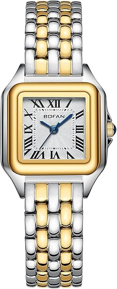 BOFAN Small Gold Watches for Women Easy Reader Ladies Quartz Wrist Watch with Stainless Steel Ban... | Amazon (US)