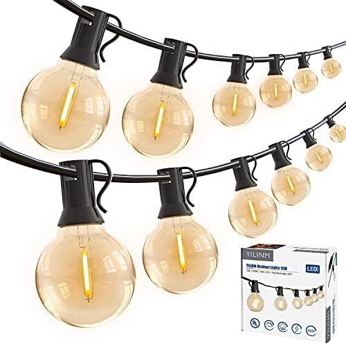 YILINM 50Feet Outdoor String Lights G40 Globe Patio Lights with 25 Shatterproof Bulbs(1 Spare), L... | Amazon (US)