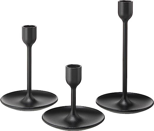 IKEA FULLTALIG Candlestick, set of 3 Powder Coating Black Aluminum Candlestick Holder for taper c... | Amazon (US)