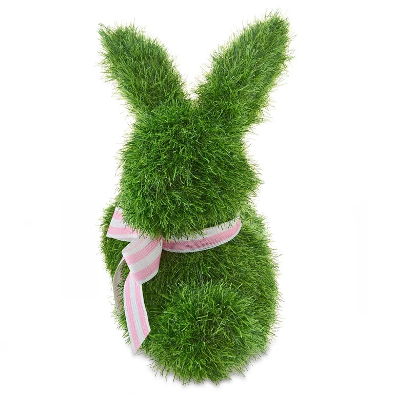 Faux Grass Sitting Bunny Decoration, Green, 15", Easter by Way To Celebrate | Walmart (US)