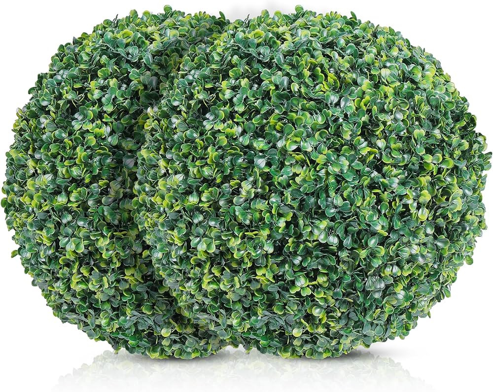 Faux Boxwood Balls 2-Pack - Artificial Topiary for Outdoors or Indoors - Realistic Bushes with De... | Amazon (US)