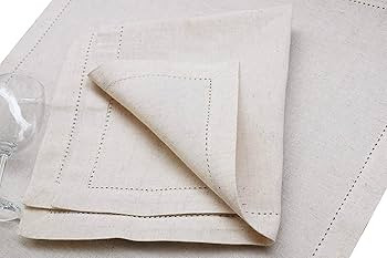 Ramanta Home Cloth Dinner Napkins in Cotton Flax Fabric with Hemstitched & Tailored Mitered Corne... | Amazon (US)
