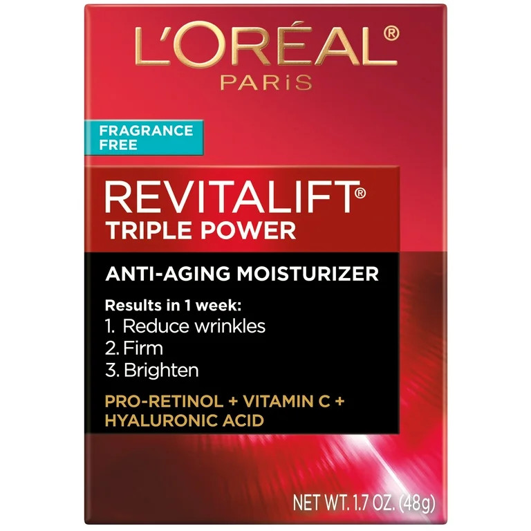 L'Oreal Paris Revitalift Triple Power Face Moisturizer, Unscented Cream, 1.7 oz | Walmart (US)