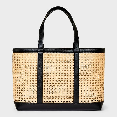 Caning Tote Handbag - Universal Thread™ Black | Target