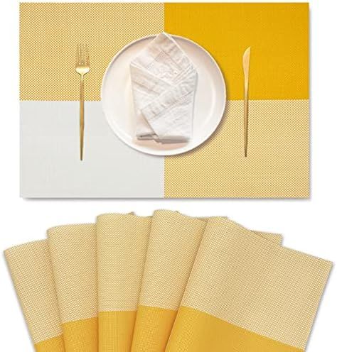 Table Placemats Set of 6 - PVC Heat-Resistant Placemats Washable Kitchen Table Mats Double Sided ... | Amazon (US)