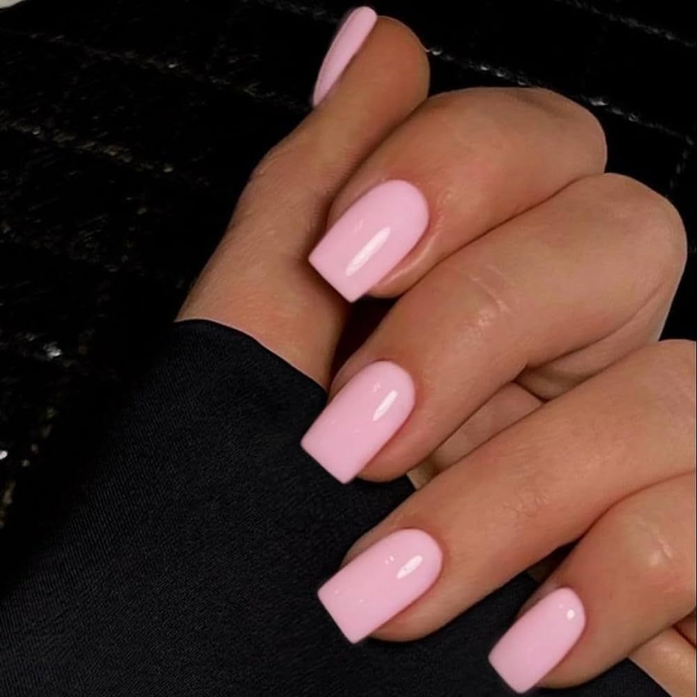 KQueenest 30 PCS Light Pink Press on Nails Short Medium Square Fake Nails Acrylic,Salon Colored G... | Amazon (US)