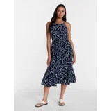 Time and Tru Women's Linen Blend Lace Up Halter Dress, Sizes XS-XXXL | Walmart (US)