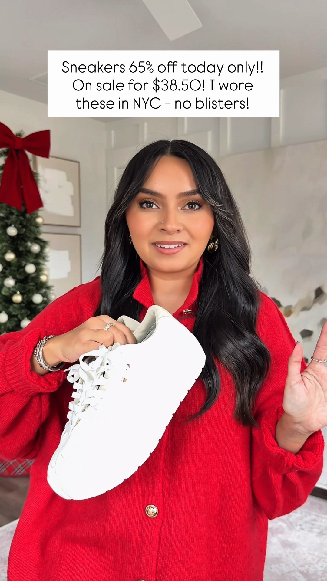 Red sweater size small TTS - roomy fit 
White sneakers size 6.5 TTS 



#LTKPetite #LTKSaleAlert #LTKFindsUnder50