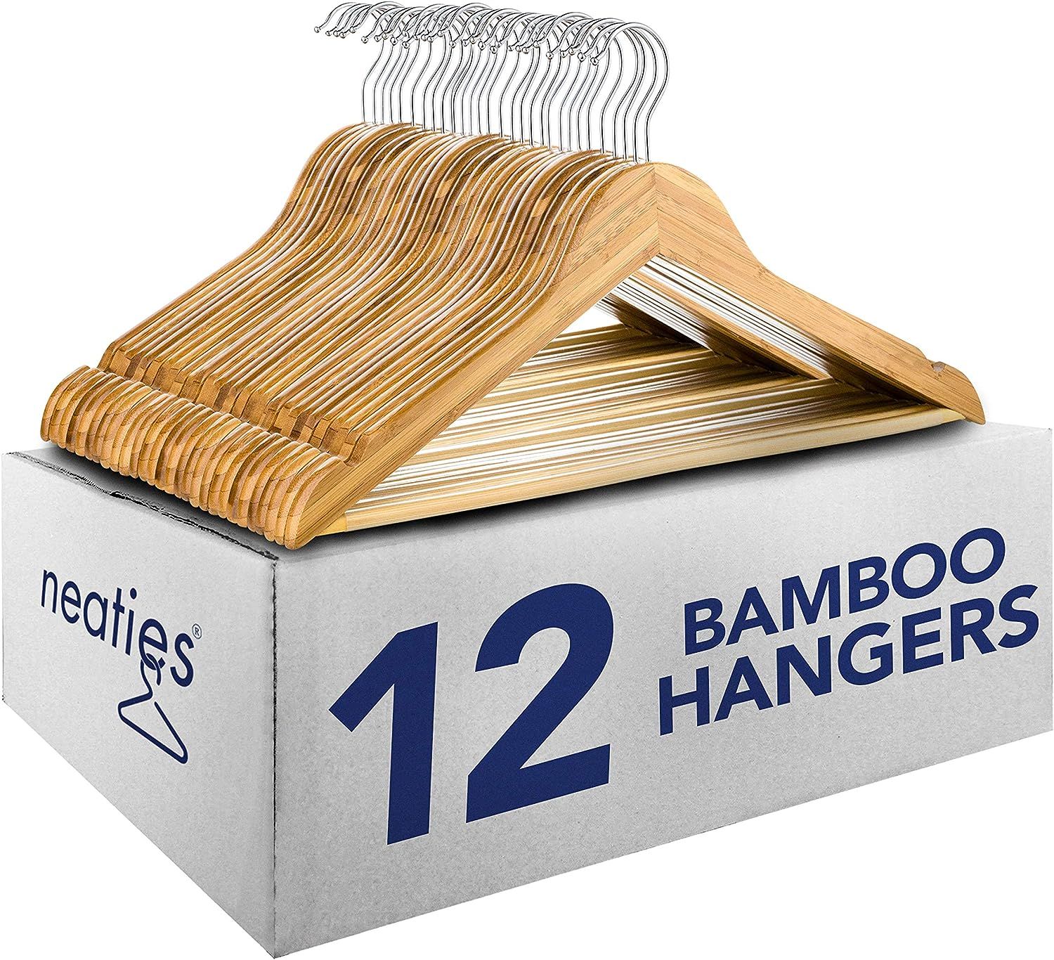 Neaties Eco-Friendly Bamboo Wood Hangers Natural Finish, 12pk | Amazon (US)