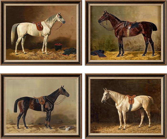 RUDIEOLSIW 4Pcs Vintage Equestrian Horse Poster Wall Art Unframed 8x10 Inch | Amazon (US)