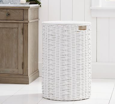Perry Round Hamper - White | Pottery Barn (US)
