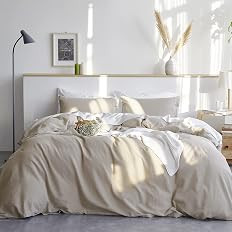 Bedsure Linen Duvet Cover Queen 55% Cotton 45% Linen Duvet Cover Set - 3 Pieces Comforter Cover S... | Amazon (US)