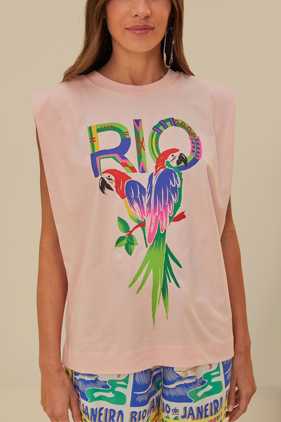 Pink Rio Shoulder Pad Organic Cotton T-Shirt | FarmRio (US)