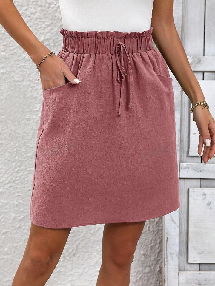 SHEIN LUNE Women's Simple Solid Color Casual Skirt | SHEIN