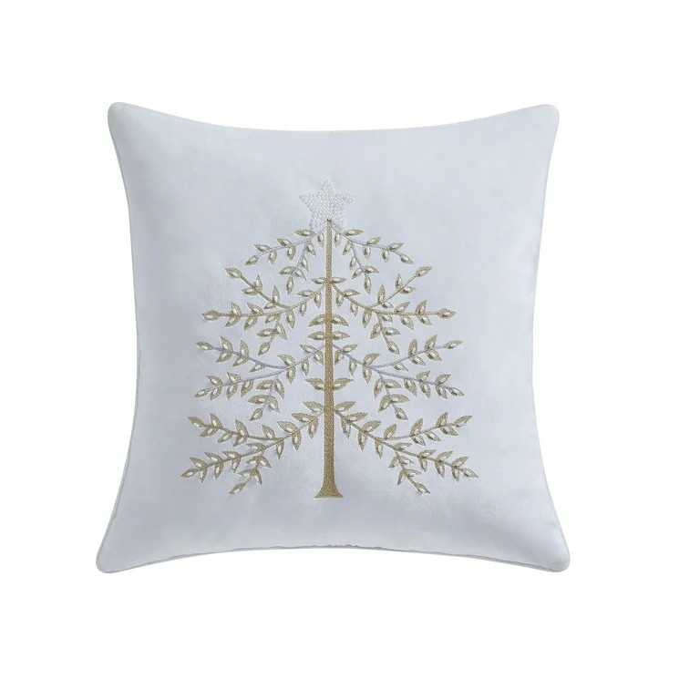 My Texas House Margaret 20" x 20" Ivory Velvet Embellished Tree Decorative Pillow | Walmart (US)