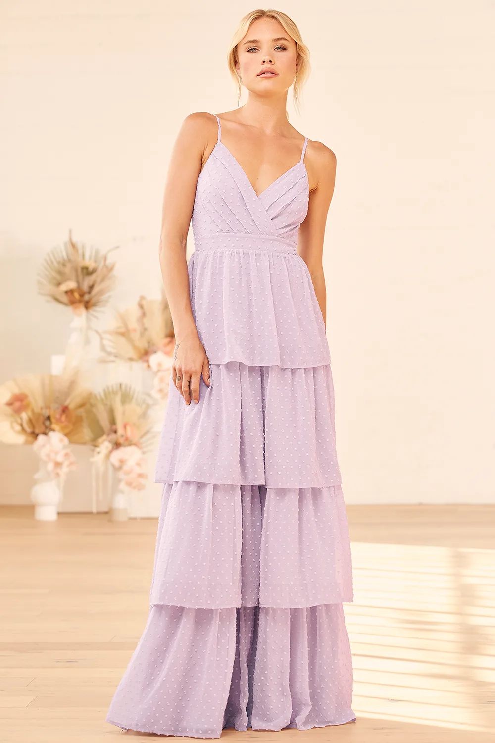 Love Stays True Lilac Swiss Dot Tiered Maxi Dress | Lulus (US)