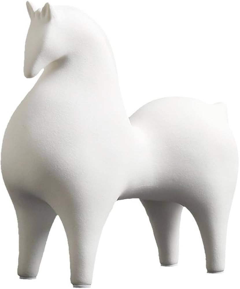 Modern Simple Ceramic White Horse Living Room Home Office Decoration (Lager White Horse) | Amazon (US)