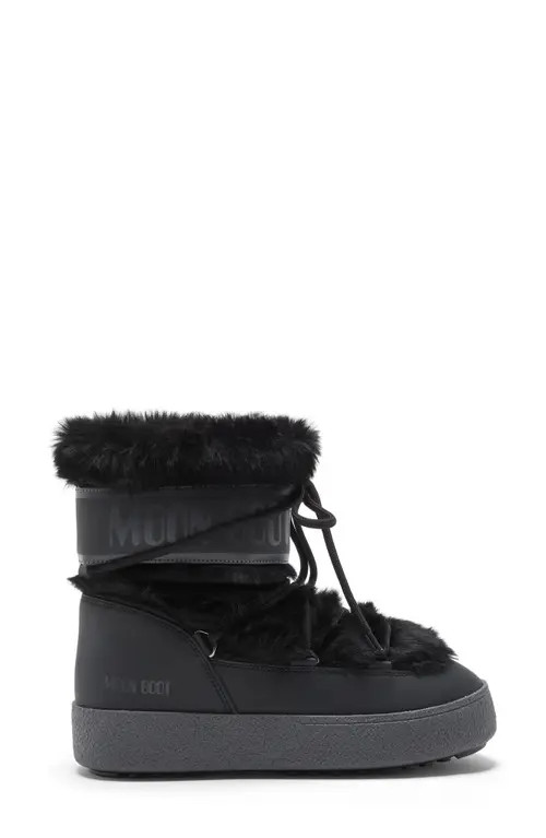 Moon Boot® LTrack Faux Fur Water Repellent Boot in Black/Black at Nordstrom, Size 41 | Nordstrom
