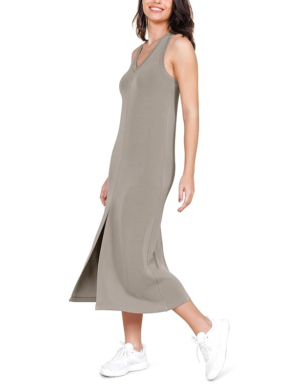 ODODOS Modal Soft Front Split Midi Dress for Women, V Neck Sleeveless Casual Summer Tank Dress | Amazon (US)