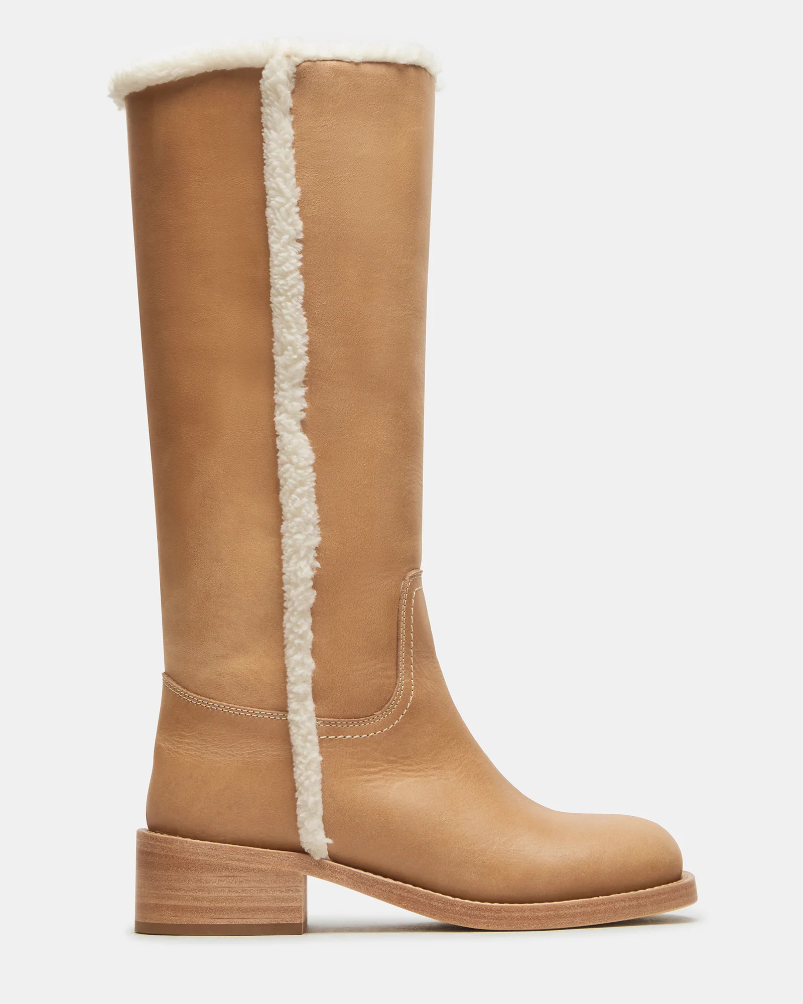 RIGGS Faux Fur Banana Leather Square-Toe Women's Boot | Steve Madden (US)