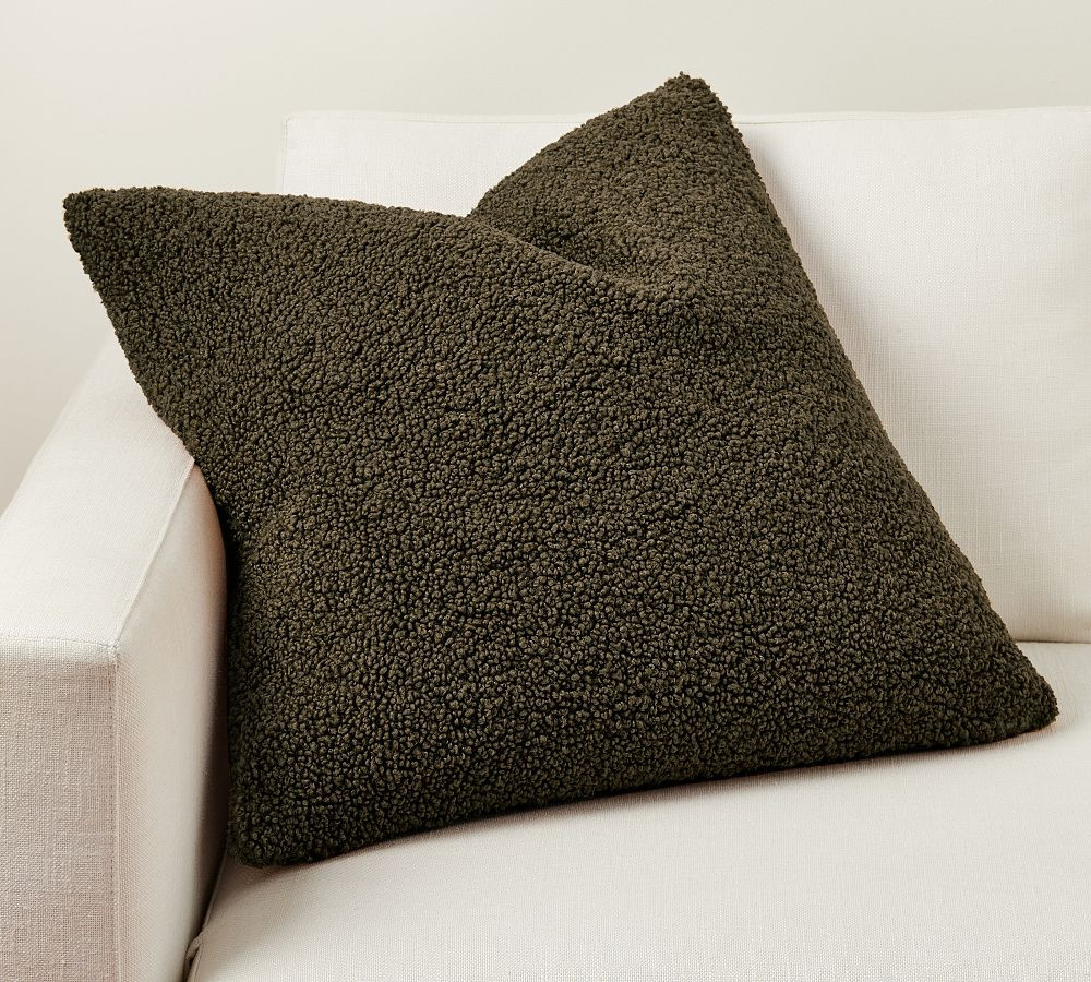 Cozy Teddy Faux Fur Pillow, 24 "", Loden | Pottery Barn (US)