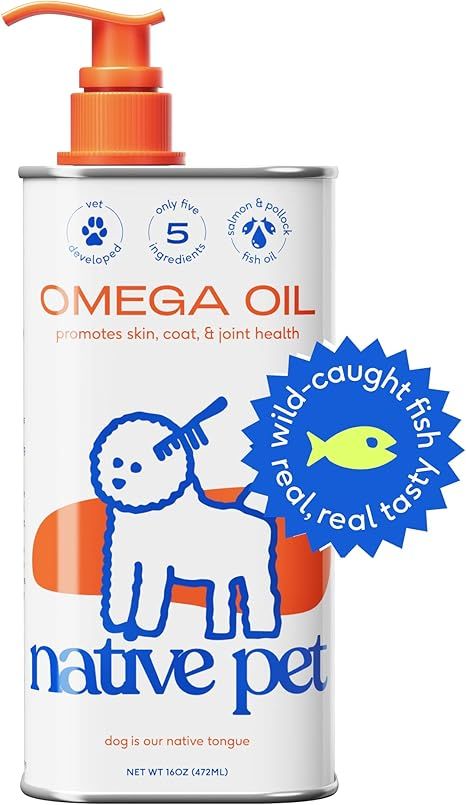 Native Pet Omega 3 Fish Oil Supplements with Omega 3 EPA DHA for Dogs Liquid Pump is Easy to Serv... | Amazon (US)