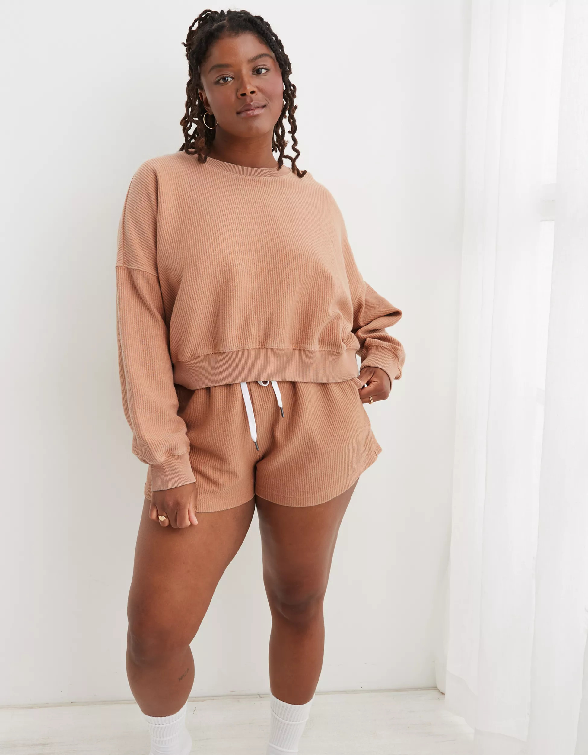 Aerie New Love Corded Cropped Crew Sweatshirt | American Eagle Outfitters (US & CA)