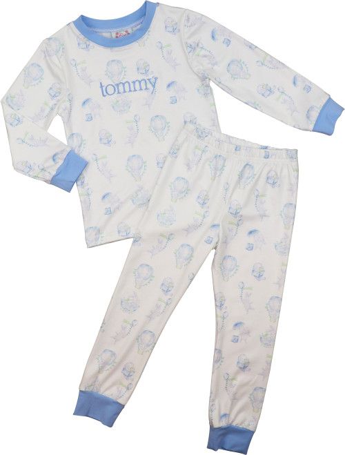 Blue Whimsical Bunny Pajamas | Cecil and Lou